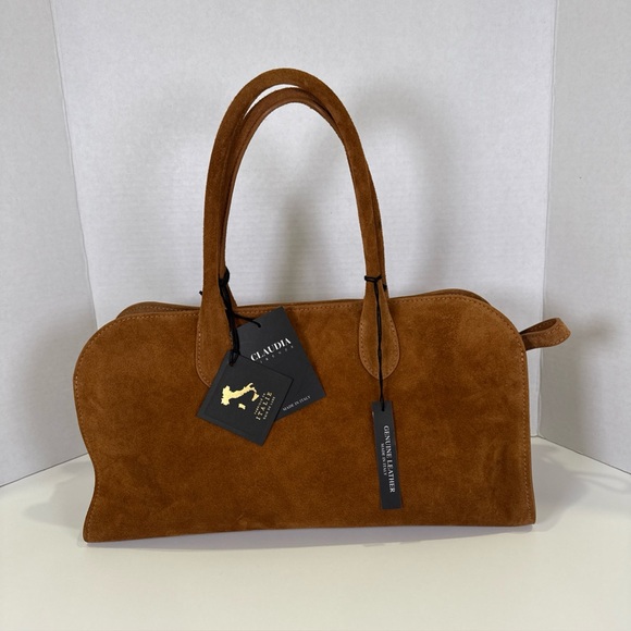 Claudia Firenze Handbags - Claudia Firenze 2 Handle Suede Carmel Color Handbag Purse  Made In Italy NWT
